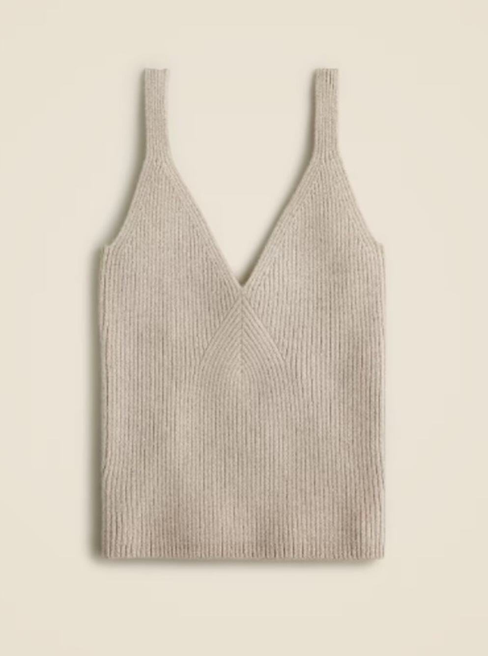 J Crew Cashmere Blend Sweater Tank Top Oatmeal V Neck Minimalist Medium M
